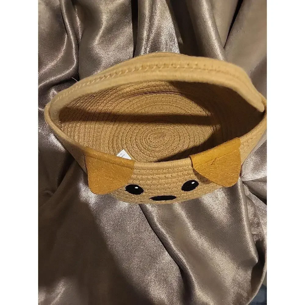 Puppy Braided Cotton Basket With Handle